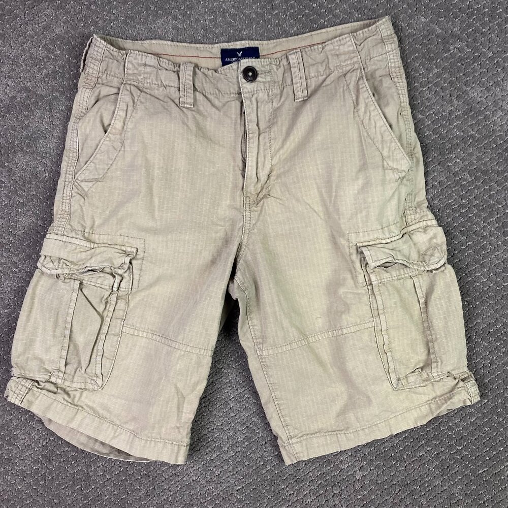 American Eagle Outfitters Longboard Cargo Shorts Men's 31 Ripstop Khaki 11" In